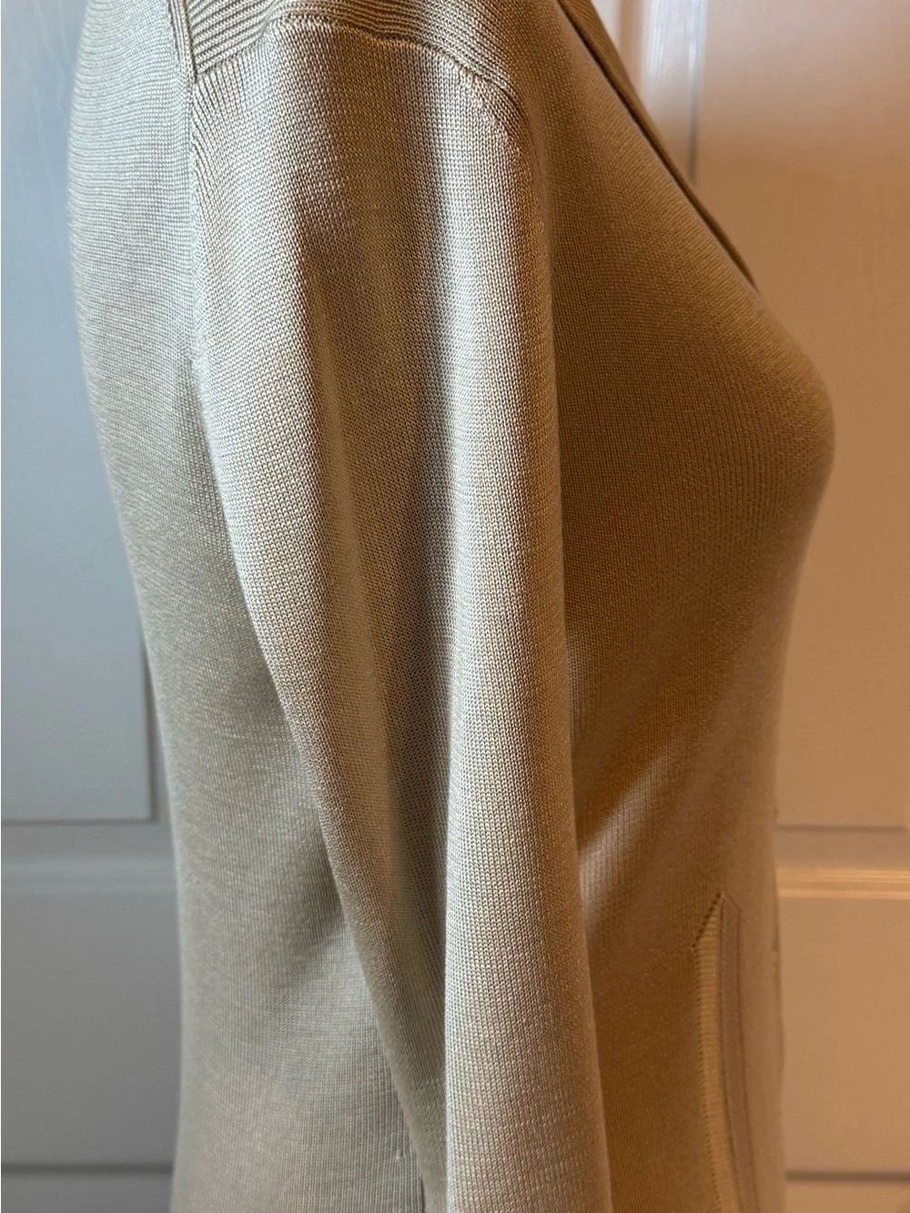 Womens Button-Front Cardigan in Taupe NWOT Small 100% Silk